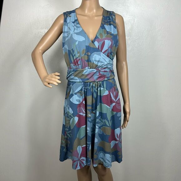 FRESH PRODUCE Deep Dive Blue Fresh Blossoms Lily Fit And Flare Dress Size M - Picture 2 of 11